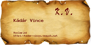 Kádár Vince névjegykártya